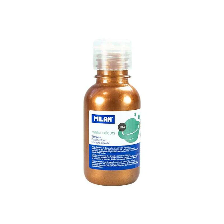 Milan Botella de Tempera 125ml - Tapon Dosificador - Secado Rapido - Mezclable - Color Cobre 1
