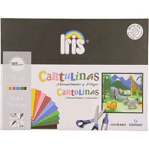 Canson Guarro Minipack de 10 Cartulinas Iris A4+ 185g - 24x32 cm - Colores Surtidos