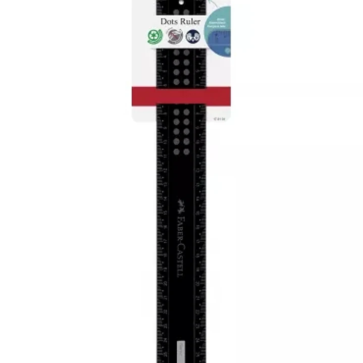 Faber-Castell Dots Regla Recta 30cm - Panel para Nombre - Escalas para Zurdos y Diestros - Color Negro 1