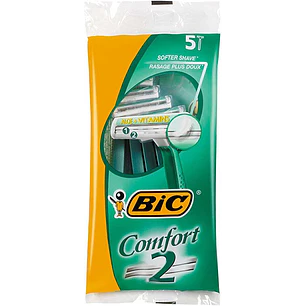 Bic Confort 2 Pack de 5 Maquinillas de Afeitar Desechables de 2 Hojas - Tira Lubricante con Aloe Vera