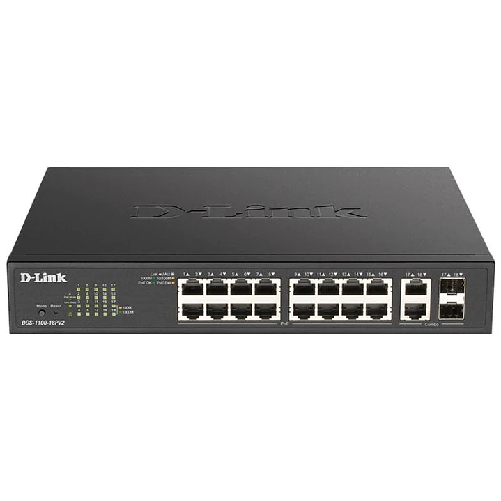 D-Link DGS-1100-18PV2 Switch 16xGb 2xSFP PoE+ 1