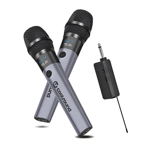 Coolsound CS0287 Pack 2 Microfono Inalambrico UHF - Autonomia Hasta 6 Horas - Receptor Incluido - Emparejamiento Automatico - Boton On/Off - Jack de 6