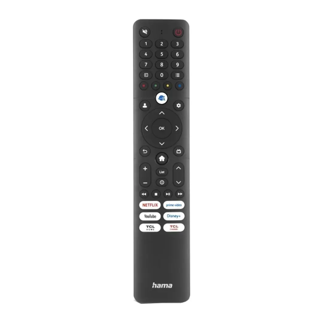 Hama Mando a Distancia para TV TCL - Alcance 10m - 45 Botones - Acceso Directo a Plataformas de Streaming - 4.2x21.5x1.5cm - Color Negro 1