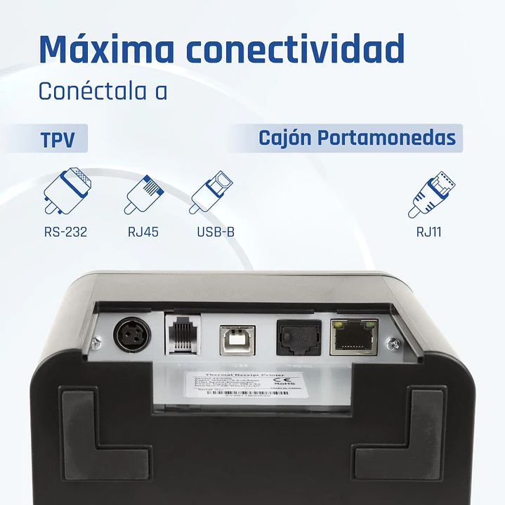 iggual Impresora Térmica TP9000 USB+RJ45+RJ45RS232 3