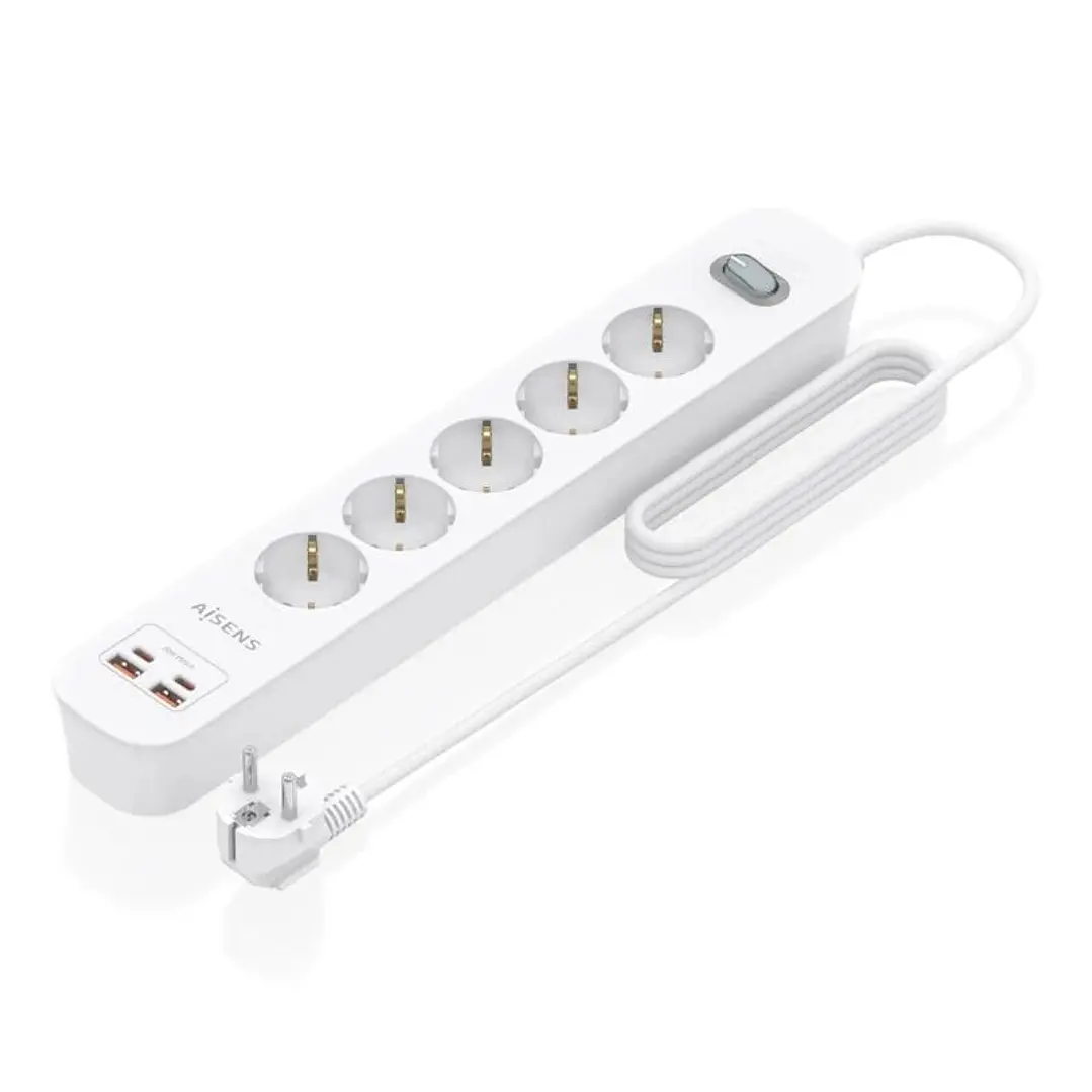 Aisens Regleta 5 tomas interruptor PD 2xUSBC 2xUSB 1