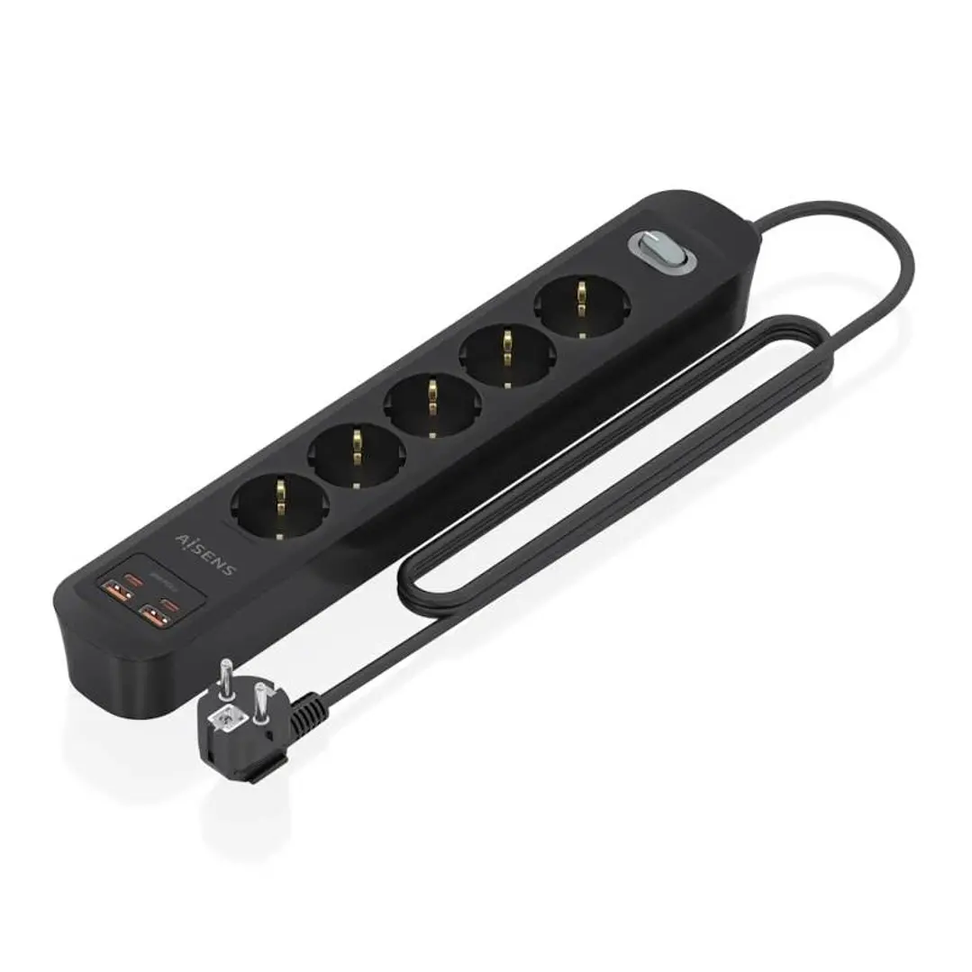 Aisens Regleta 5 tomas interruptor PD 2xUSBC 2xUSB 1