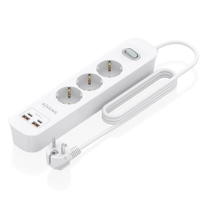 Aisens Regleta 3 tomas interruptor PD 2xUSBC 2xUSB 1