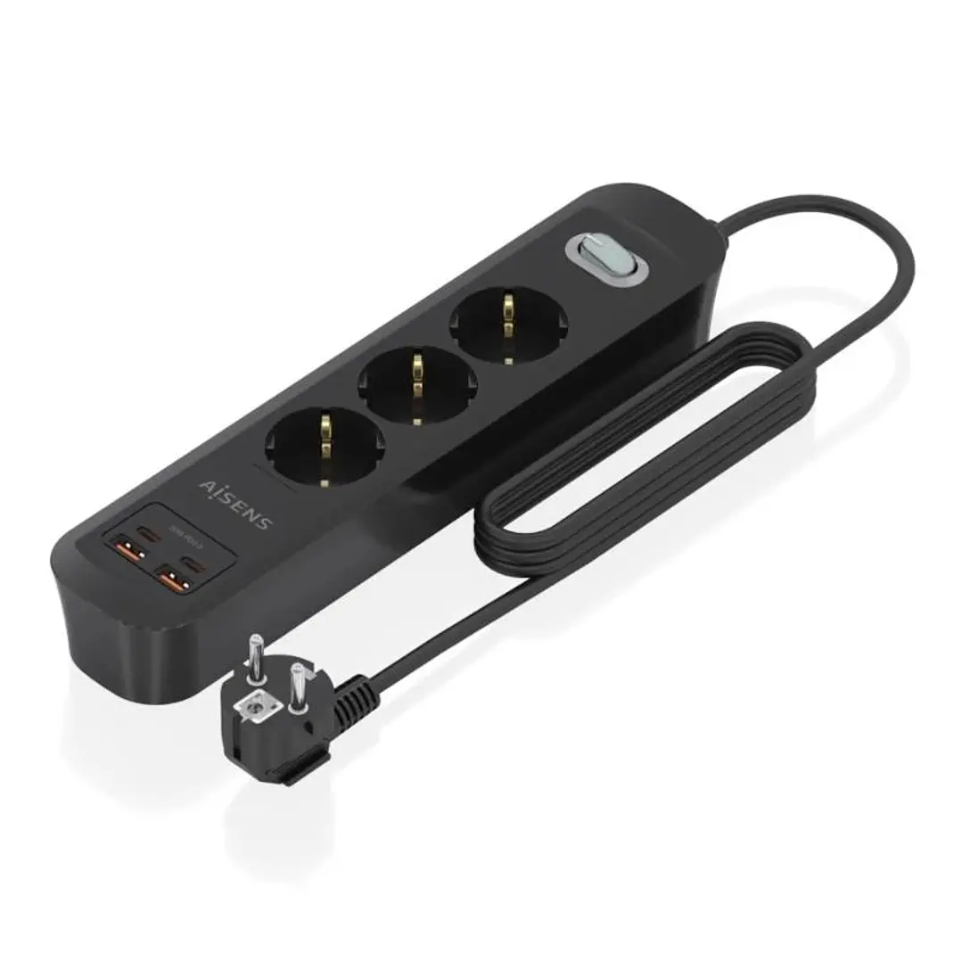 Aisens Regleta 3 tomas interruptor PD 2xUSBC 2xUSB 1