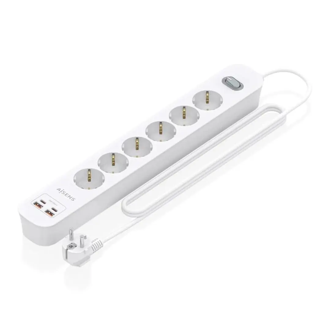 Aisens Regleta 6 tomas interruptor PD 2xUSBC 2xUSB 1
