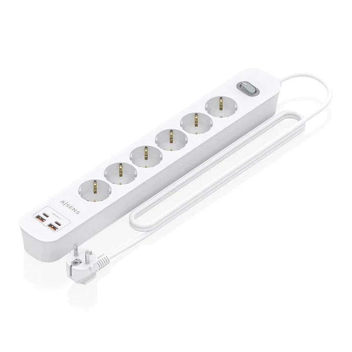 Aisens Regleta 6 tomas interruptor PD 2xUSBC 2xUSB 1