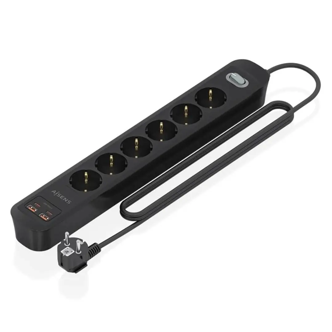 Aisens Regleta 6 tomas interruptor PD 2xUSBC 2xUSB 1