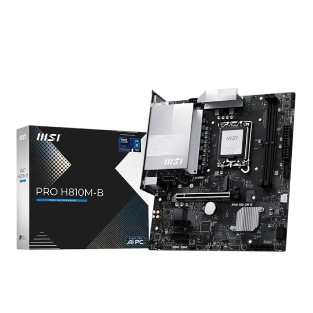 MSI PRO H810M-B Placa Base Intel 1851 2x DDR5, M2, 4x Sata III, PCIe, 5.0, USB 2.0, 5G, RJ-45, HDMI, DisplayPort, MicroATX 1