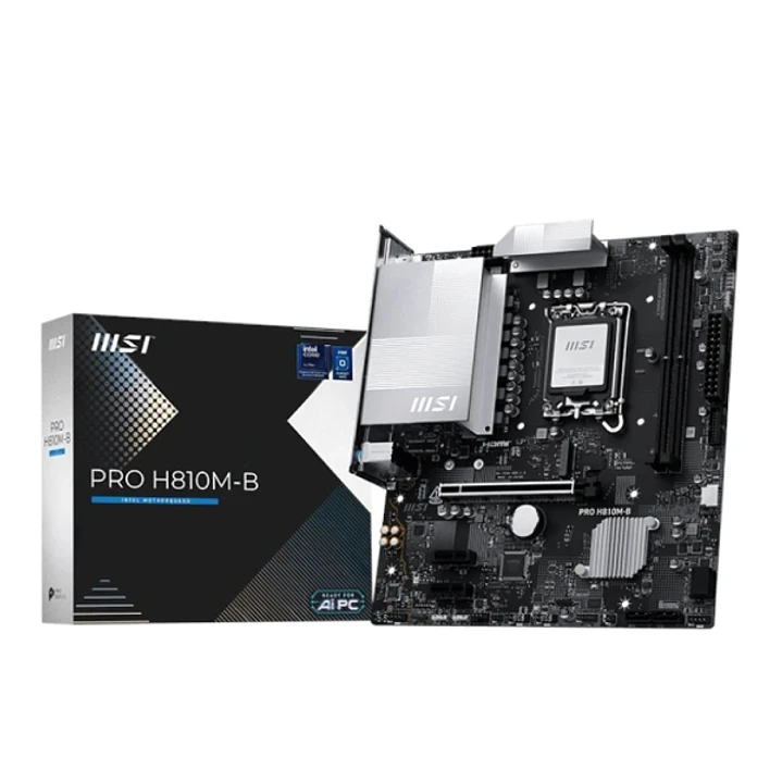MSI PRO H810M-B Placa Base Intel 1851 2x DDR5, M2, 4x Sata III, PCIe, 5.0, USB 2.0, 5G, RJ-45, HDMI, DisplayPort, MicroATX 1