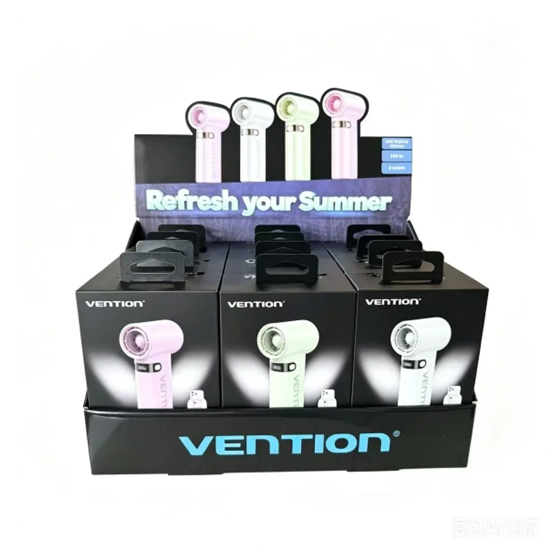 Vention PBE-PACK2 Pack 12 Ventiladores de Mano - Velocidad Maxima 17000RPM - Nivel Regulable de 1 a 100 - Bateria de 3000mAh - Pantalla LED - Conexion 1