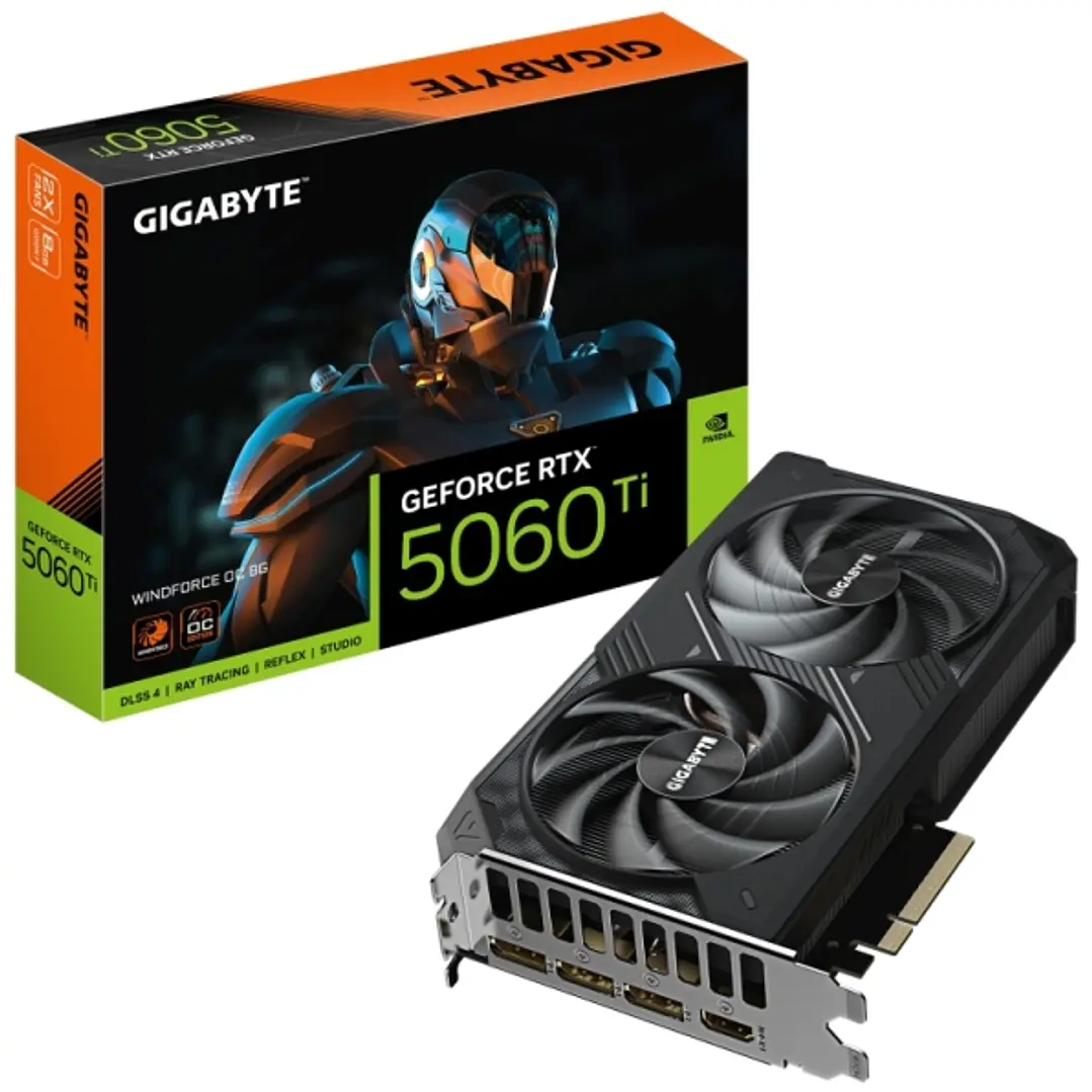 Gigabyte GeForce RTX 5060 TI Tarjeta Grafica WINDFORCE OC 8GB GDDR7 - 3x DP, HDMI 1
