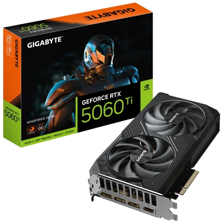Gigabyte GeForce RTX 5060 TI Tarjeta Grafica WINDFORCE OC 8GB GDDR7 - 3x DP, HDMI 1