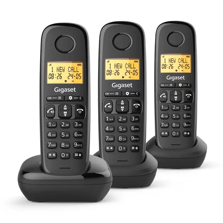 Gigaset Basic 100 Trio Telefono Inalambrico Dect con Identificador de Llamadas - Bloqueo de Llamadas - Pantalla Retroilluminada - Color Negro 1