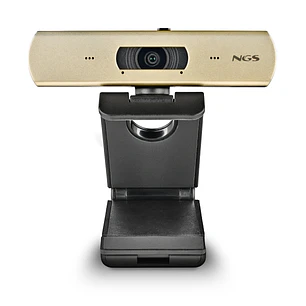 NGS XpressCam 4000 Webcam 4K USB 2.0 - 30 FPS - Filtro de Privacidad - Microfono Multidireccional - Cable de 1.50m - Color Negra/Dorada