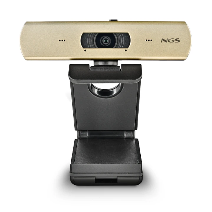 NGS XpressCam 4000 Webcam 4K USB 2.0 - 30 FPS - Filtro de Privacidad - Microfono Multidireccional - Cable de 1.50m - Color Negra/Dorada 1