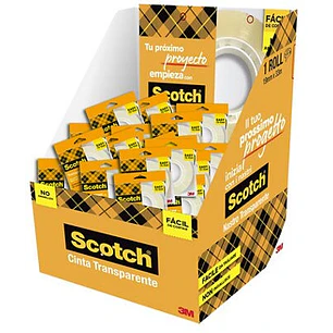 Scotch 508 Cinta Adhesiva 19mm x 33m - Facil de Cortar - Transparente