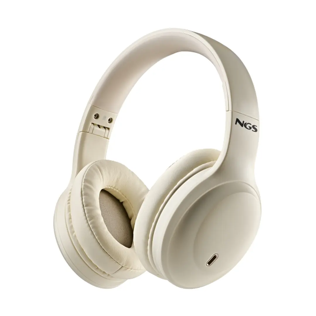 NGS Artica Galcier Auriculares Bluetooth - Bateria Extraible - Autonomia hasta 75h - Color Beige 1