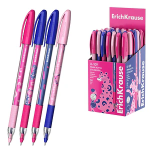ErichKrause U-109 Stick and Grip Pinna Kotta Boligrafo con Capuchon - Modelos Surtidos - Trazo 0.3mm - Zona de Agarre de Goma - Tinta de Baja Viscosid