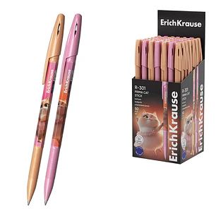 ErichKrause R-301 Stick Prima Cat Boligrafo con Capuchon - Modelos Surtidos - Trazo 0.35mm - Tinta de Secado Rapido - Tapa Ventilada - Color Azul