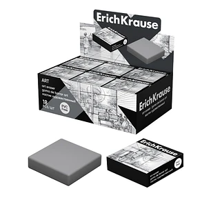ErichKrause Art Expositor con 18 Gomas de Borrar - No Deja Residuos - No Rasga el Papel - Libre de PVC - Color Gris