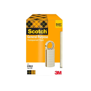 Scotch 508 Pack de 8 Cintas Adhesivas 19mm x 66m - Transparente