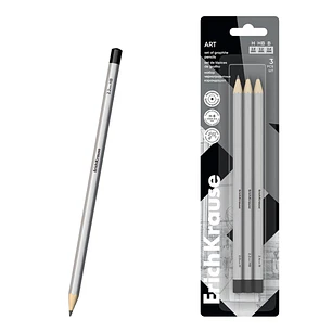 ErichKrause Art Pack de 3 Lapices de Grafito - Durezas Surtidas H, HB y B - Cuerpo Hexagonal - Mina Resistente - Color Plata