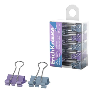 ErichKrause Energy Save Manga Pack de 10 Pinzas Sujetapapeles - 19mm de Ancho - Metalicas - Capacidad hasta 80 Hojas - Colores Surtidos