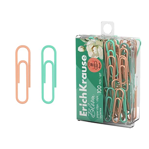 ErichKrause Pastel Bloom Pack de 100 Clips Recubiertos - 28mm - Caja de Plastico - Colores Surtidos
