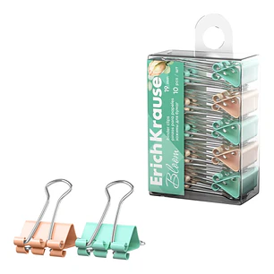 ErichKrause Pastel Bloom Pack de 10 Pinzas Sujetapapeles - 19mm de Ancho - Metalicas - Capacidad hasta 80 Hojas - Colores Surtidos