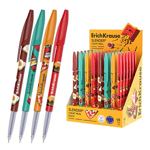ErichKrause Stick Cheat Meal Expositor con 48 Boligrafos con Capuchon - Modelos Surtidos - Trazo 0.26mm - Tinta de Baja Viscosidad - Tapa Ventilada - 