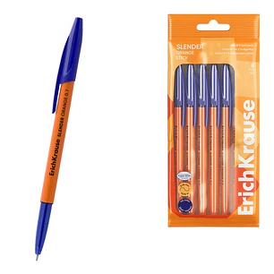 ErichKrause Slender Stick Orange Pack de 8 Boligrafos con Capuchon - Punta de Aguja 0.7mm - Cuerpo Opaco Naranja - Trazo 0.26mm - Tinta de Baja Viscos