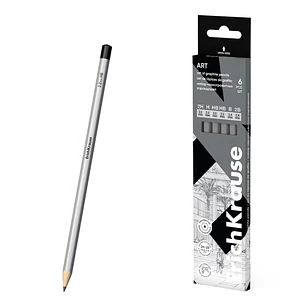 ErichKrause Art Pack de 6 Lapices de Grafito - Durezas Surtidas 2H-4B - Cuerpo Hexagonal - Facil Afilado - Agarre Ergonomico - Color Plata