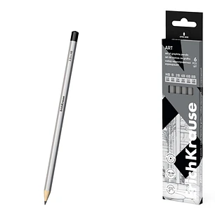 ErichKrause Art Pack de 6 Lapices de Grafito - Durezas Surtidas HB-8B - Cuerpo Hexagonal - Mina Resistente - Agarre Ergonomico - Color Plata