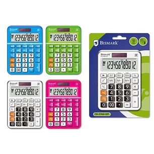 Bismark C-2746 Calculadora de Sobremesa - Pantalla LCD de 12 Digitos - 3 Teclas de Memoria, Calculo de Impuestos, Raiz Cuadrada - Alimentacion Solar y