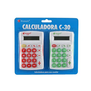 Bismark C-30 Pack de 2 Calculadoras Infantiles - Pantalla LCD - Funciones Basicas - Alimentacion a Pilas - Colores Surtidos Aleatorios