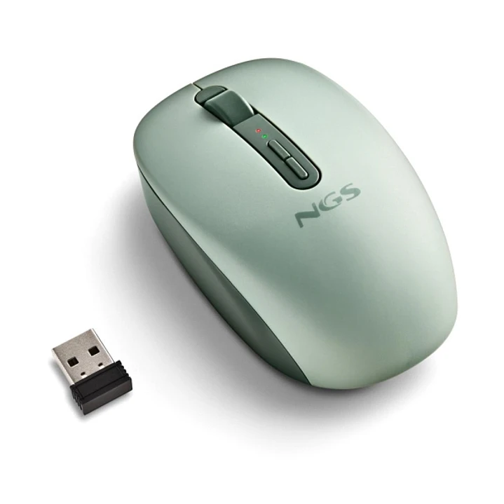 NGS Fog Dual Raton Inalambrico 1600 dpi - Bluetooth 5.2 y 2.4 GHz - 3 Botones - Silencioso - Color Verde 1