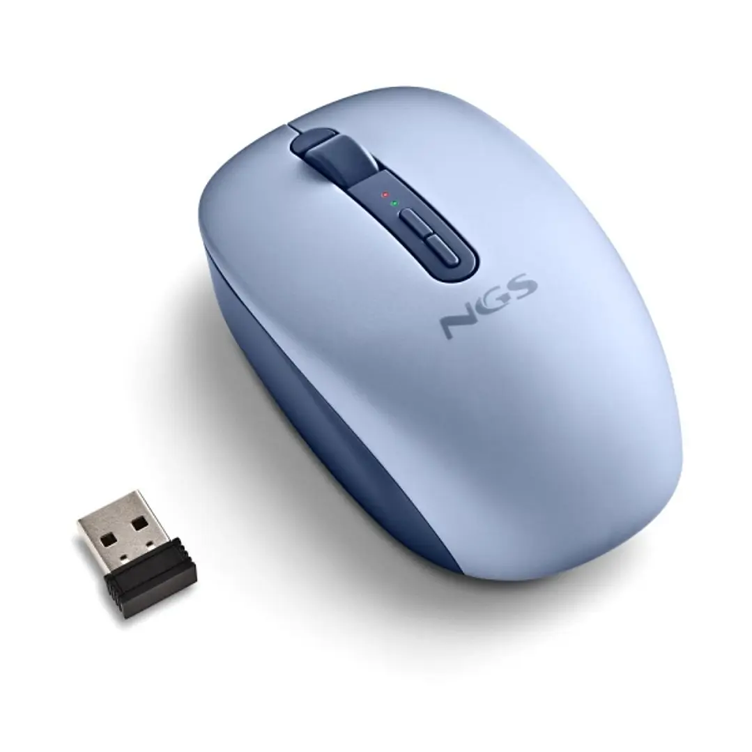 NGS Fog Dual Raton Inalambrico 1600 dpi - Bluetooth 5.2 y 2.4 GHz - 3 Botones - Silencioso - Color Azul 1