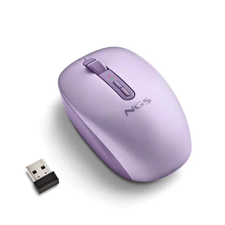 NGS Fog Dual Raton Inalambrico 1600 dpi - Bluetooth 5.2 y 2.4 GHz - 3 Botones - Silencioso - Color Purpura 1