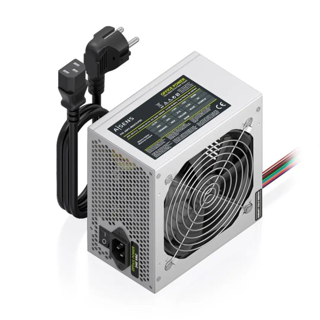 Aisens ASPC-500ATX-PSE Fuente de Alimentacion 500W ATX - Ventilador 120mm - OEM - Cable de Alimentacion Incluido - Color Plata 1