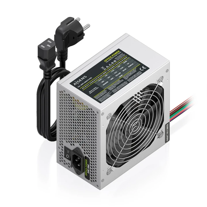 Aisens ASPC-500ATX-PSE Fuente de Alimentacion 500W ATX - Ventilador 120mm - OEM - Cable de Alimentacion Incluido - Color Plata 1