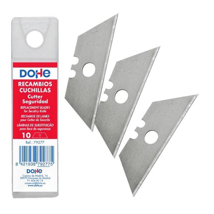 Dohe Pack con 10 Cuchillas de Recambio Trapezoidales para Cutters de Seguridad - 18mm - Acero de Maxima Calidad 1