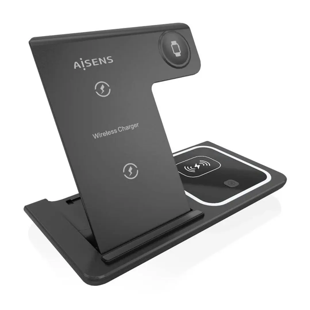 AISENS Cargador inalambrico USB-C 3 EN1 15w NEGRO 1