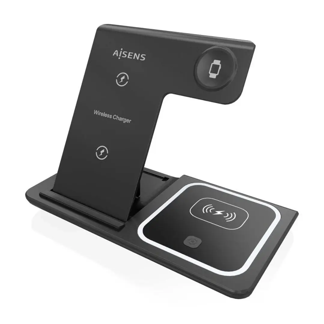 AISENS Cargador inalambrico USB-C 3 EN1 15w NEGRO 3