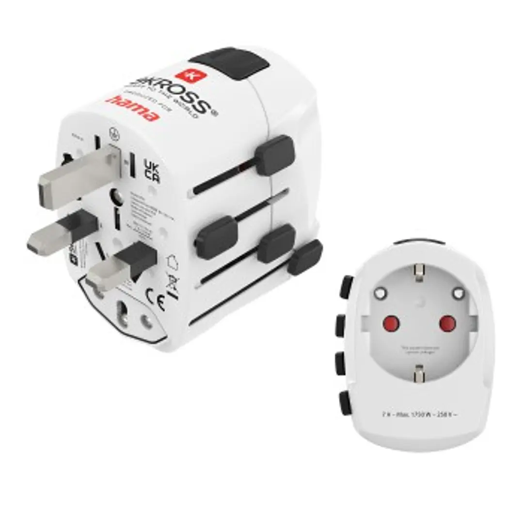 Hama World Travel Pro Adaptador Universal de Viaje - Mas de 150 Paises - 250V, 7A - Color Blanco 1