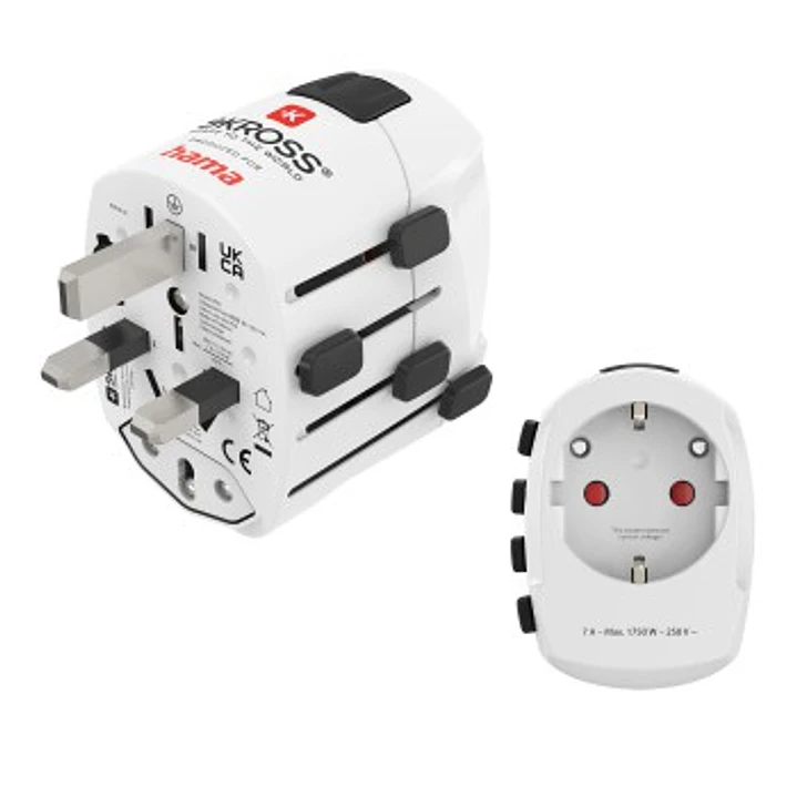 Hama World Travel Pro Adaptador Universal de Viaje - Mas de 150 Paises - 250V, 7A - Color Blanco 1