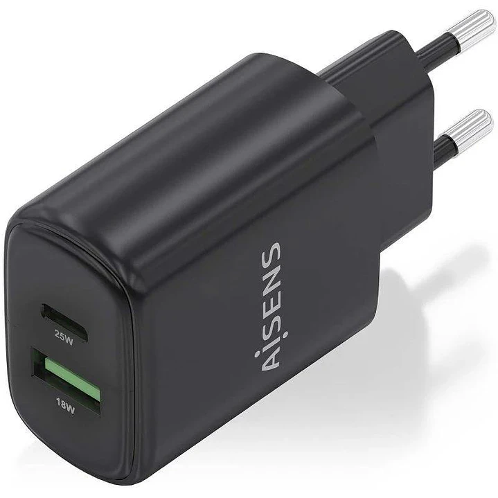 Aisens Cargador GaN 25W USB-C PD 3.0 USB-A QC3.0 2